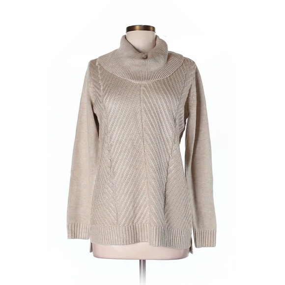 Calvin Klein Tan textured turtleneck sweater M - Picture 1 of 8